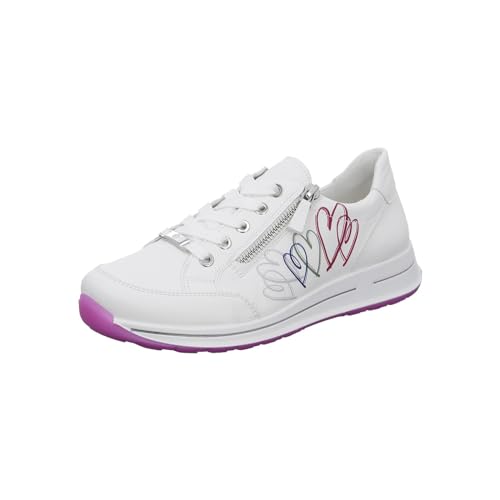 ara Damen Osaka Sneaker, Weiss,Hearts, 37.5 EU Weit von ARA