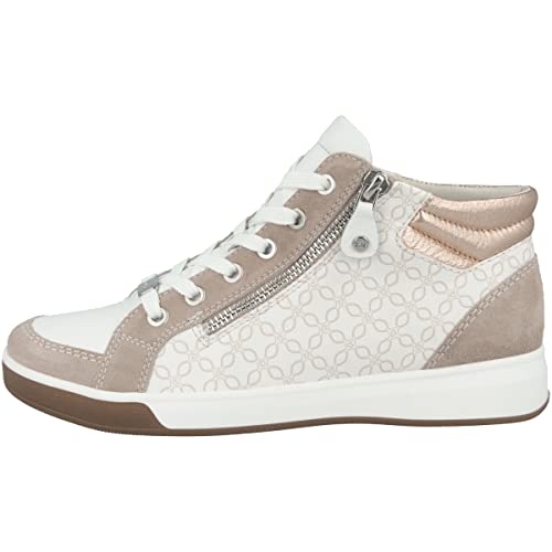ARA Damen Rom Mid-cut Sneaker, SAND,WEISS/ROSEGOLD, 42.5 EU von ARA