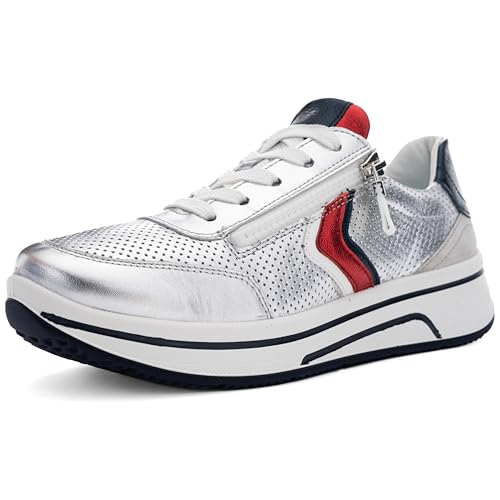 ara Damen Sapporo Sneaker, Silber,Flamme,Weiss,Night,Pebble, 41.5 EU Weit ara Damen Sapporo Sneaker, Silber,Flamme,Weiss,Night,Pebble, 41.5 EU Weit von ARA