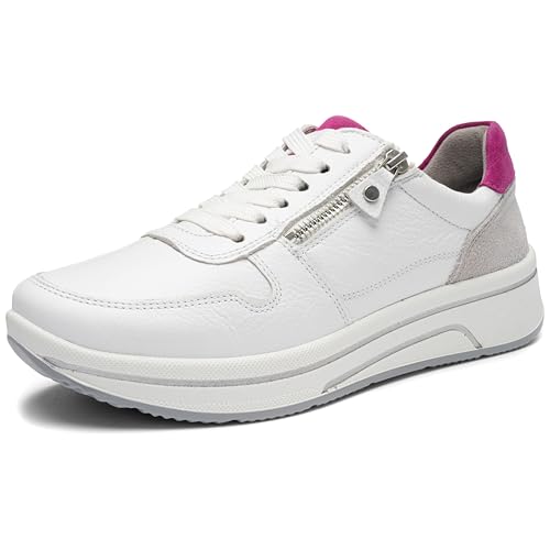 ara Damen Sapporo Sneaker, Weiss,PINK,Pebble, 36 EU Weit von ARA