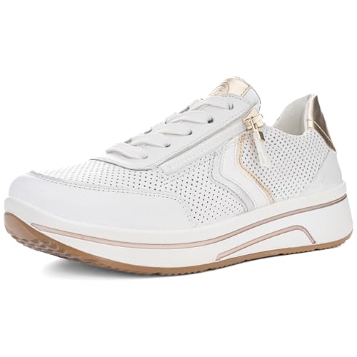 ara Damen Sapporo Sneaker, Weiss,Silber,Platin, 37.5 EU Weit von ARA