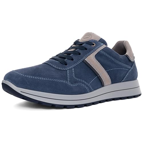 ara Herren Matteo Sneaker, Denim,Pebble,BLAU, 44 EU Weit von ARA