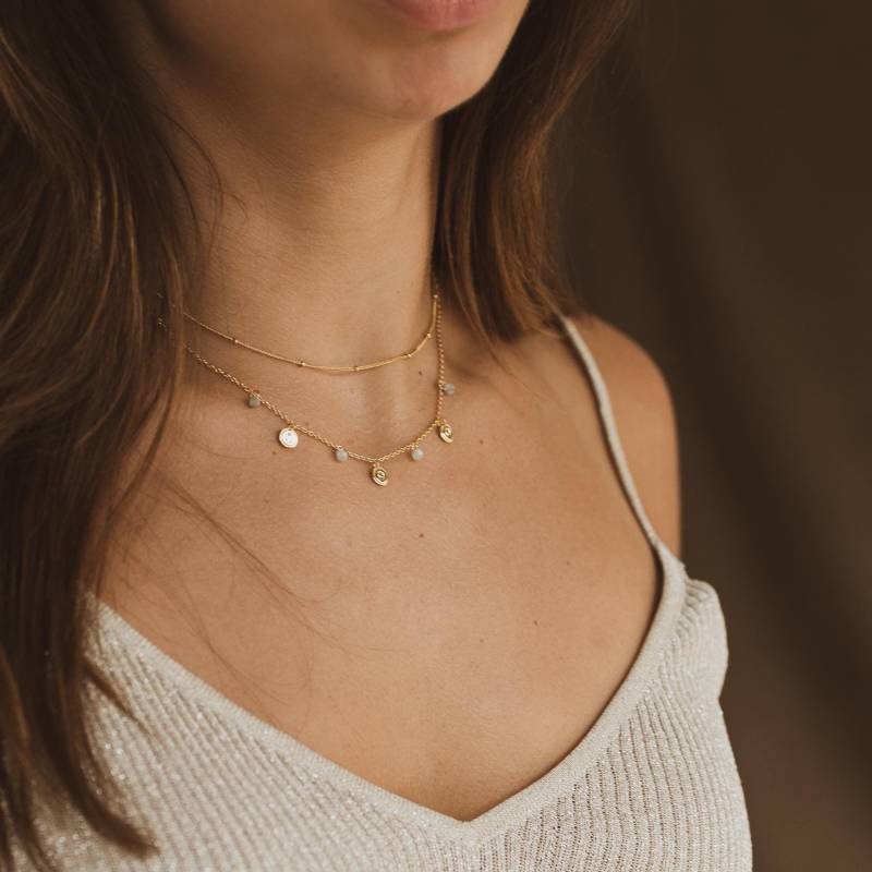 Doppelte Halskette Bestehend Aus Einer Perlenkette Und Weiteren Mit Labradorit-Steinperlen Sterlingsilber Vergoldetem Silber von ARANJEWELS