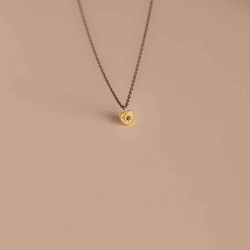 Mini-Herzkette Mit Marquestia-Natursteinen, Herzkette Marquisiten, Grauem Stein von ARANJEWELS