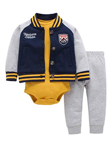 Odziezet Baby Kleidung Set Jungen Romper Langarm Sweatjacke Mädchen Outfits Hoodie Kombination, 9 Monate von Odziezet