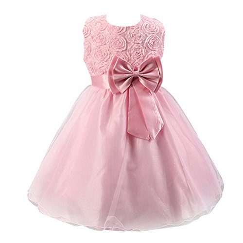 ARAUS-Baby Mädchen Prinzessin Kostüm Schöne Rose Schleife Gürtel Kleid Hochzeit Blumenmädchen Kleid für Kinder 3 Monate-10 Jahre von ARAUS