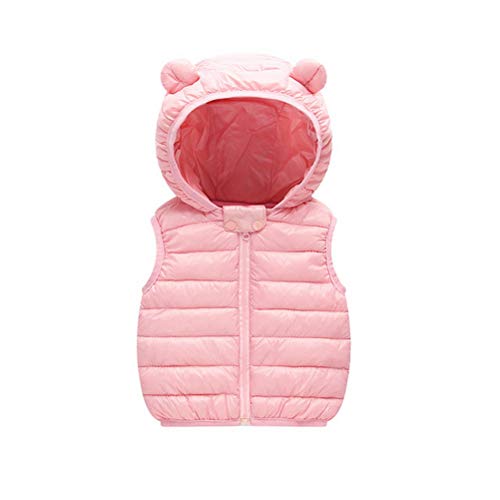 Odziezet Baby Weste Steppweste mit Kapuzen Unisex Daunenweste Winter Rosa 6-9 Monate von Odziezet