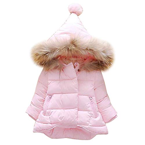 Odziezet Winterjacke Mädchen Jung Neugeborenes kleikind babay verdickte mit spitzer Kapuze Pelzkragen Trenchcoat Outerwear Steppjacke warm Winddicht, Rosa, Gr. 80 von Odziezet