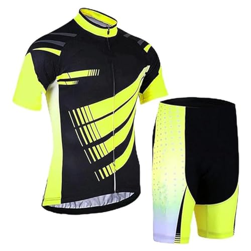 Herren Radtrikot Set Fahrrad Kurzarm Set + Männer Radhose mit 9D Sitzpolster MTB Fahrradbekleidung Schnell Trocknend Atmungsaktiv Fahrradbekleidung (A-2,5XL) von ARBOVE