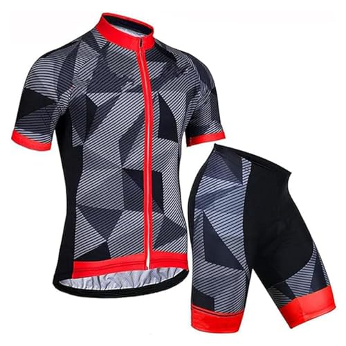 Herren Radtrikot Set Fahrrad Kurzarm Set + Männer Radhose mit 9D Sitzpolster MTB Fahrradbekleidung Schnell Trocknend Atmungsaktiv Fahrradbekleidung (A-9,5XL) von ARBOVE