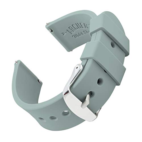 Archer Watch Straps - Uhrenarmbänder aus Silikon mit Schnellverschluss - Grün Grau, 19mm von Archer Watch Straps