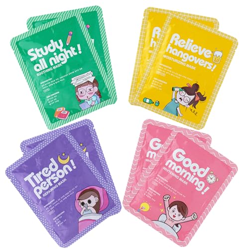 ARCHIDATE 8 Stück Tuchmasken Gesicht - Feuchtigkeitsspendende Gesichtsmasken Set - Gesichtsmaske Frauen Masken Beauty - Maske Gesicht für Teenager Mädchen - Reduziert feine Linien Sheet Face Mask von ARCHIDATE