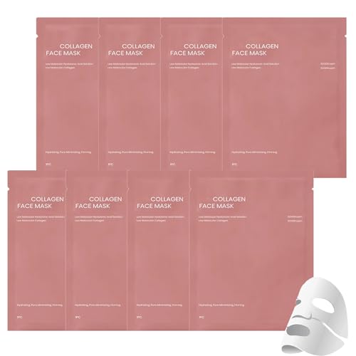 ARCHIDATE 8PCS Collagen Mask Overnight - Kollagen Maske Gesicht - Feuchtigkeitsspendende Kollagenmaske - Anti Falten Lifting Gesichtsmaske für Frauen - Masken Beauty Hautpflege Verbessern Elastizität von ARCHIDATE