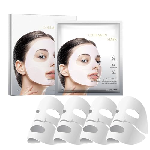 ARCHIDATE Collagen Maske Gesicht Overnight - 4PCS Kollagen Gesichtsmasken - Anti-Falten Lifting Gesichtsmaske - Tuchmaske Gesicht für Frauen - Feuchtigkeitsmaske Gesichtspflege Masken Beauty Produkte von ARCHIDATE