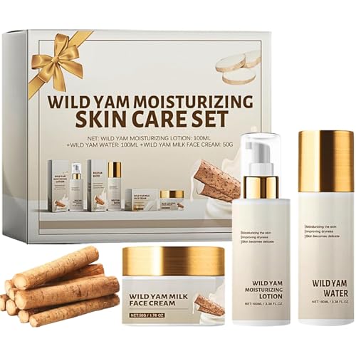 ARCHIDATE Wild Yam Beauty Set Teenager Mädchen - 3 Stück Gesichtspflege Set Damen - Hautpflege Set für Teenager-Mädchen mit Toner-Lotion-Creme - Feuchtigkeit Pflegeset Frauen Gesichtsreinigung Set Kit von ARCHIDATE