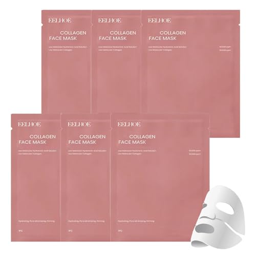 Collagen Mask Overnight - 6 Stück Kollagen Maske Gesicht - Feuchtigkeitsspendende Kollagenmaske - Anti Falten Lifting Gesichtsmaske für Frauen - Face Mask Beauty Hautpflege Verbessern Elastizität von ARCHIDATE