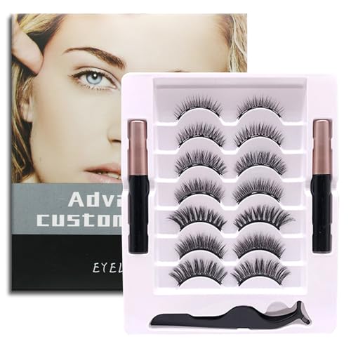 Magnetische Wimpern 7 Paar Set, Klebstofffreie Wasserfest Und Wiederverwendbar Magnet Wimpern Natürlicher Look Mit Schwarz Eyeliner, Dicke Und Schwung Künstliche Fake Lashes, Festliche Geschenkauswahl von ARCHIDATE