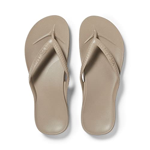 ARCHIES Footwear Arch Support Flip Flops – Taupe (Damen US 10/Herren US 9) von ARCHIES