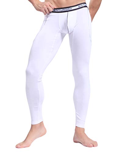 ARCITON Thermounterwäsche Herren Leggings Thermo Unterhose Lang Männer Warme Thermohose Winter M(Taille: 73cm-81cm) 3004cku Weiß von ARCITON