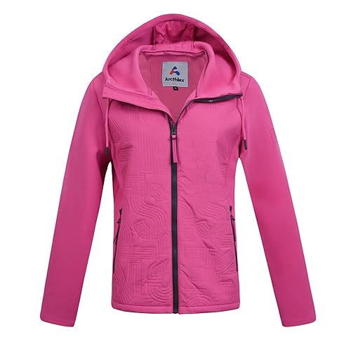 ARCTHLEX Damen Full Zip Isolierte Jacke Hoodies Wasserdicht Softshell Windbreaker für Laufen Outdoor Casual, Pink, 46 von ARCTHLEX