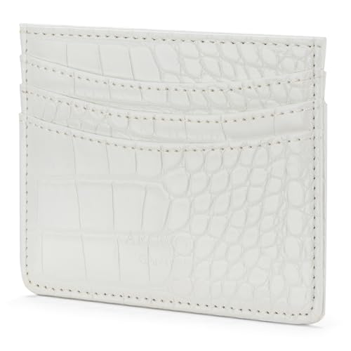 ARCWOR Schlanke Brieftasche, minimalistische Vordertasche, RFID-blockierend, für Damen und Herren, Ledergeldbörsen, Weiß-Krokodil, Horizontal von ARCWOR