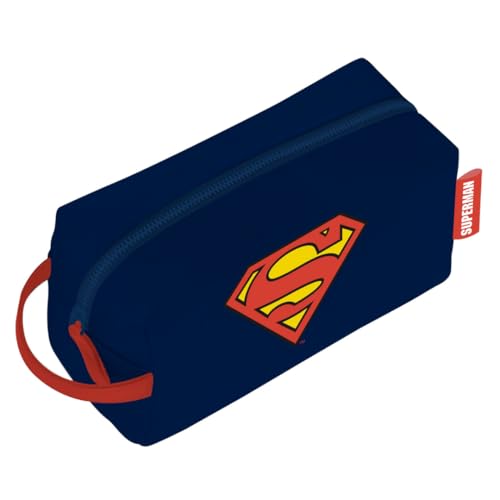 ARDITEX, Superman Kosmetiktasche, Kulturtasche für Kinder, Waschtasche Kinder für Reise Ideal als Kulturtasche Jungen Mädchen, Federmäppchen Wasserdicht, 100% PU, 3 x 22 x 8 cm von ARDITEX