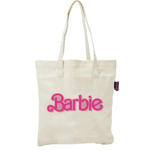 ARDITEX - Baumwoll-Tote-Bag 37x41cm - Barbie-Logo im Vintage-Stil in Rosa - Umweltfreundlich und wiederverwendbar - Offizielle Barbie Lizenz von ARDITEX