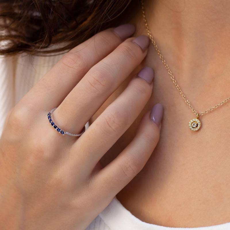 Halb Eternity Ring Saphir - Blauer Stein Verlobungsring Geschenk Für Sie Frauen von ARDONN