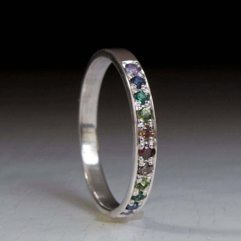 Halb Eternity Silber Ring - Saphir Citrin Peridot Smaragd Amethyst Granat Rubin von ARDONN