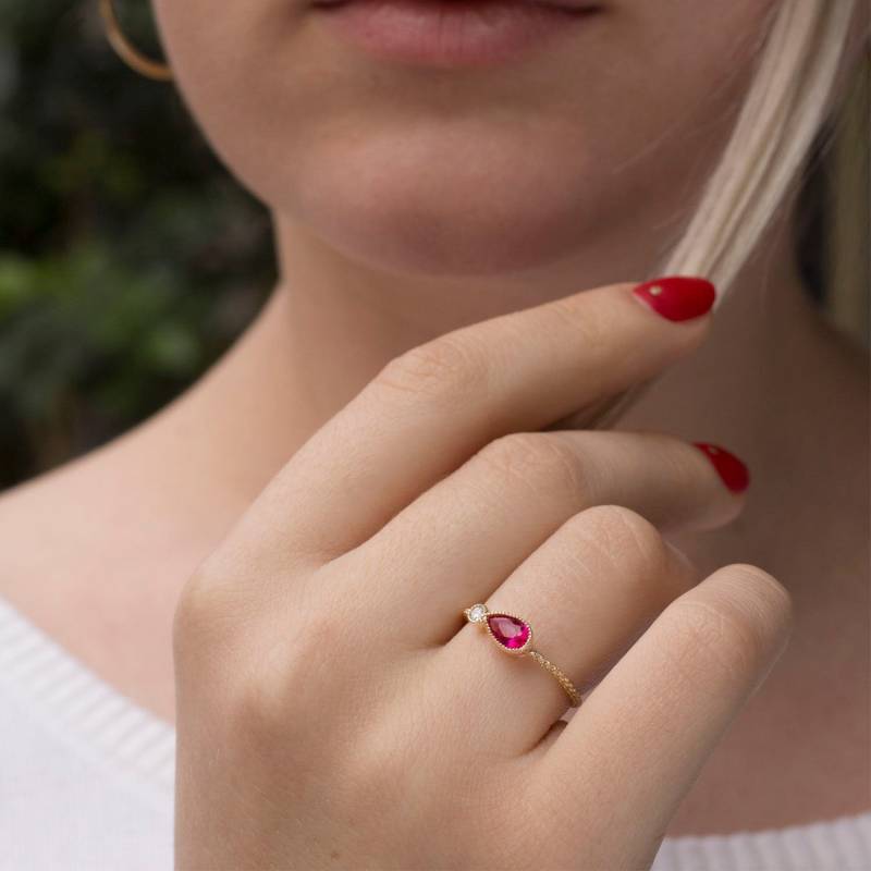 Offener Ring - Pink Rubin Stapelring Roter Edelstein Juli Geburtsstein von ARDONN