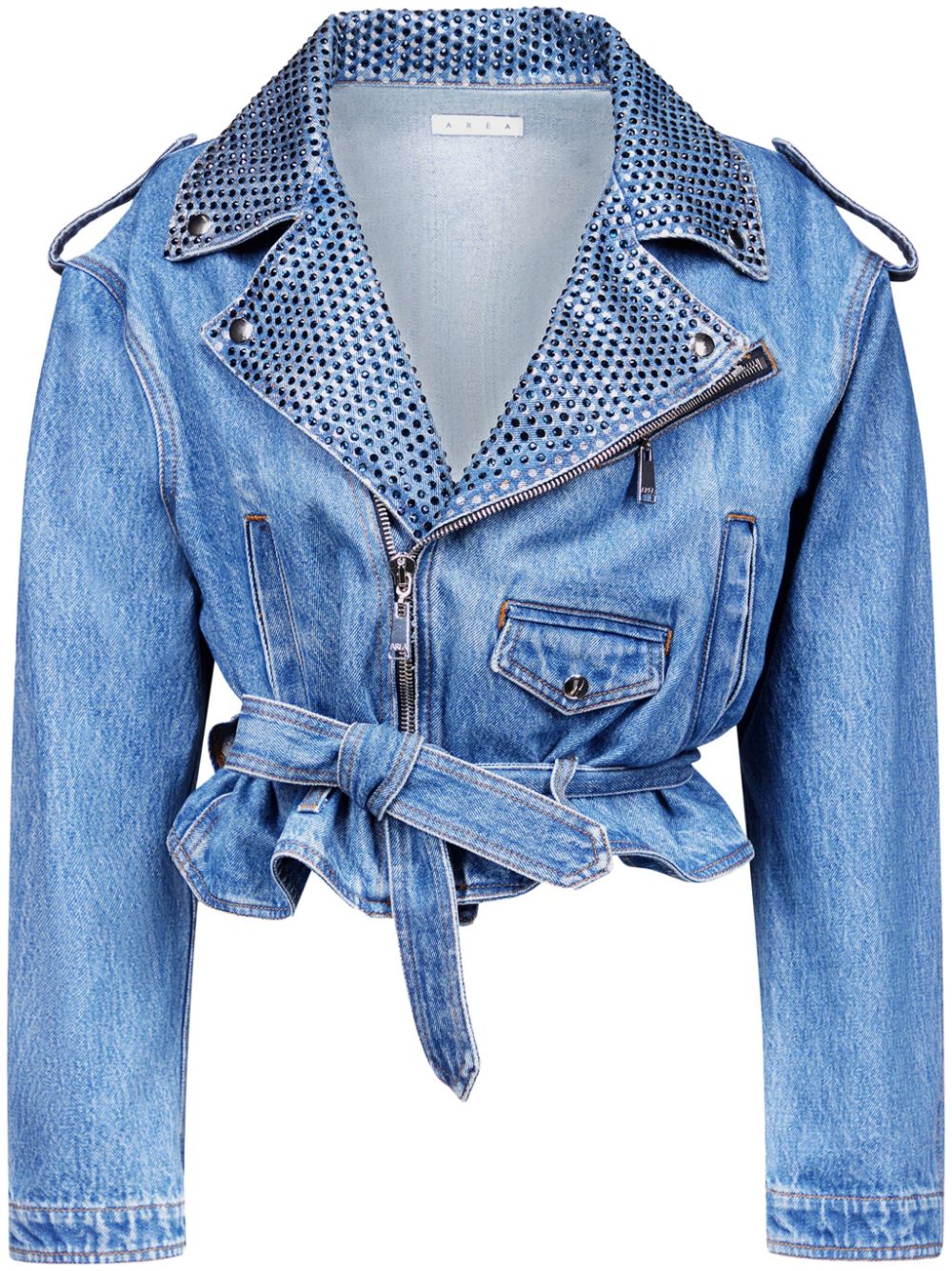 AREA Jeansjacke mit Kristallen - Blau von AREA