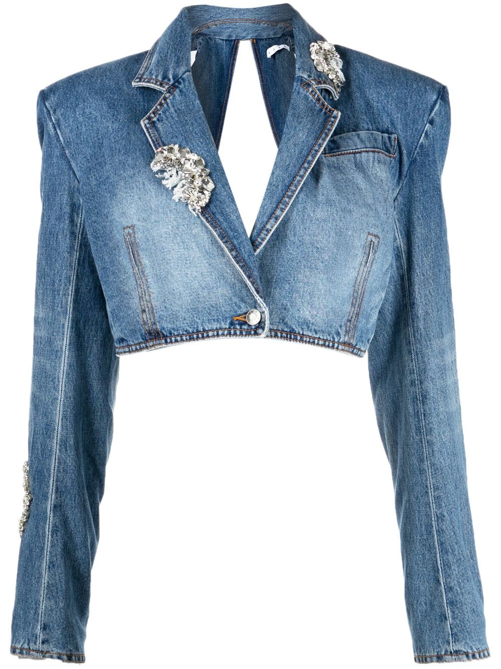 AREA Cropped-Jeansjacke - Blau von AREA