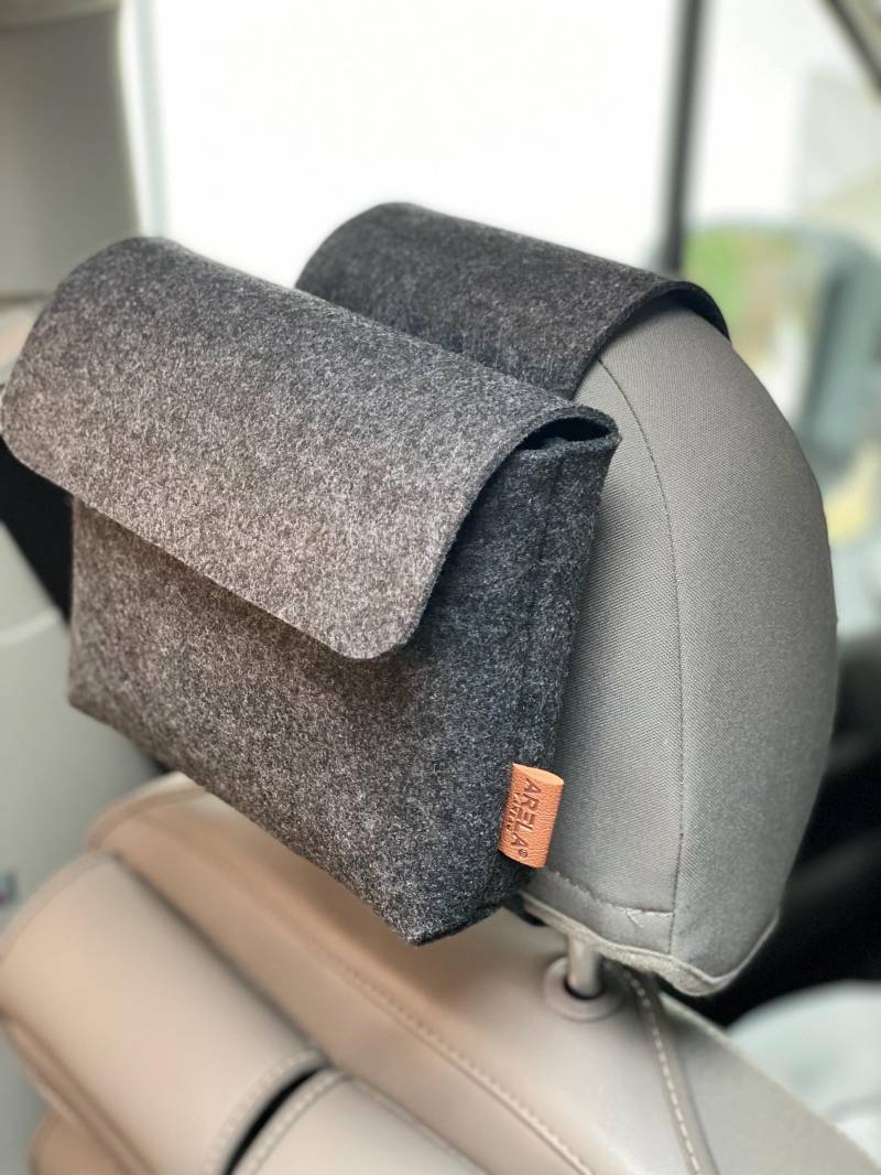 Filztaschen Für Die Kopfstützen in Anthrazit Als 2Er Set . Camper Van Organizer Smartphone, Schlüssel Und Vieles Mehr von ARELACockpitbag