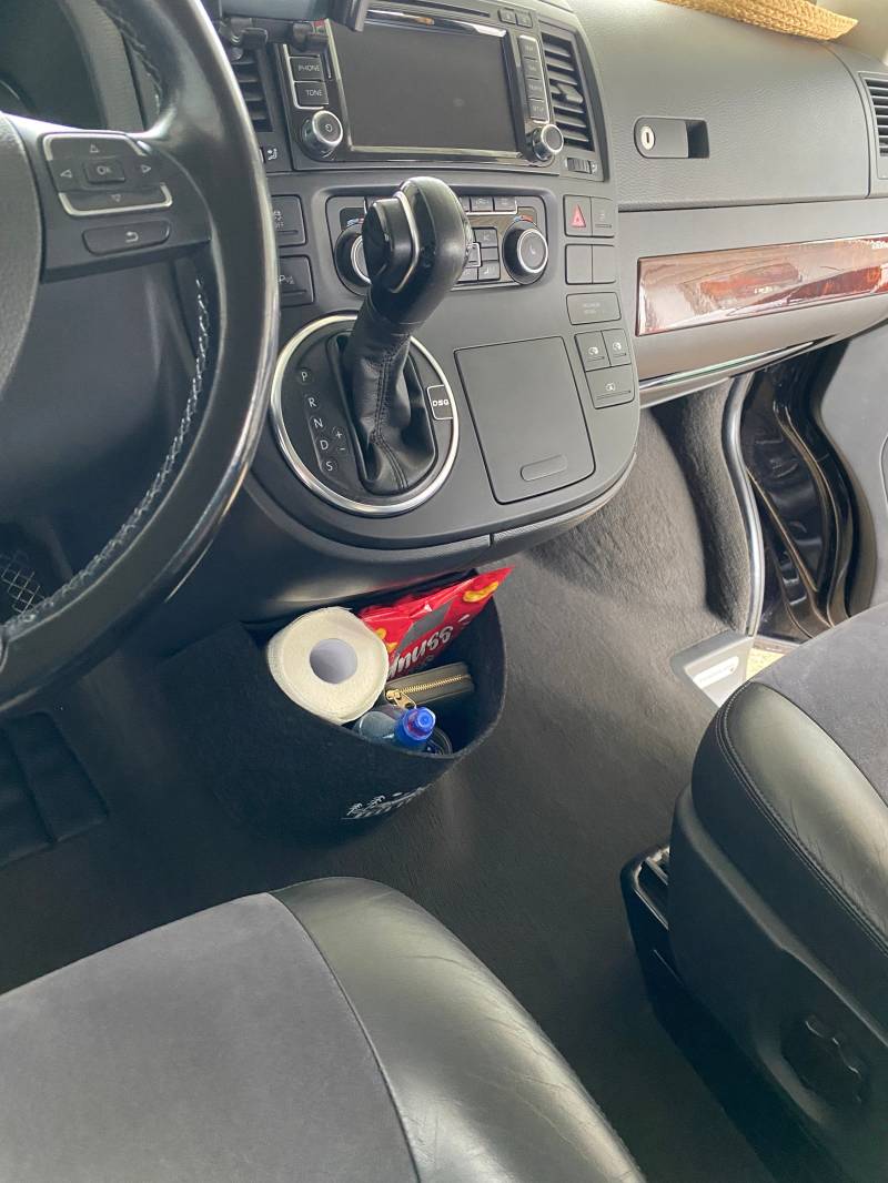 Vw T5 T6 Multivan Bulli Cockpit Filztasche in Anthrazit | Auto Organizer Flaschenhalter Aufbewahrungskorb Für Vieles "Neu" von ARELACockpitbag