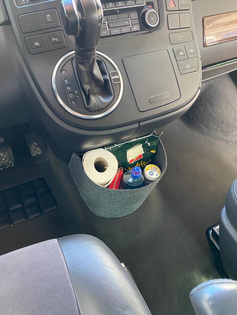 Vw T5 T6 Multivan Bulli Cockpit Filztasche in Dunkelgrau | Auto Organizer Flaschenhalter Aufbewahrungskorb Für Vieles "Neu" von ARELACockpitbag