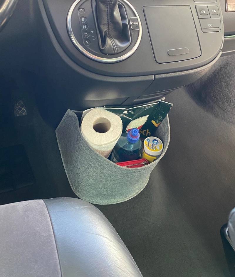 Vw T5 T6 Multivan Bulli Cockpit Filztasche in Hellgrau | Auto Organizer Flaschenhalter Aufbewahrungskorb Für Vieles "Neu" von ARELACockpitbag