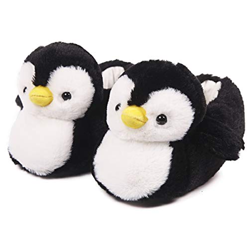 Womens Cute Penguin Animal Slippers Novelty Cozy Fuzzy Slippers Soft Plush Winter Warm House Shoes (Black, Numeric_8_Point_5) von ARELUX
