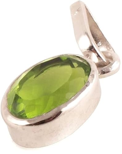 ARENA GEMS JEWELLERY Peridot-Anhänger mit losem Edelstein, Gewicht 12,25 mm, natürlicher Peridotstein, versilbert, für Damen und Herren von ARENA GEMS JEWELLERY
