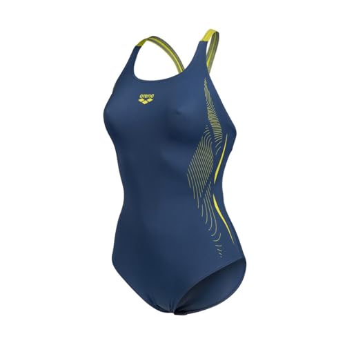 ARENA Badeanzug Damen Womens Swimmsuit Swim Pro mit BH | chlorresistent und schnelltrocknend, Farbe:blau-Lime, Größe:44 von ARENA