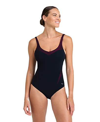 ARENA Damen Bodylift Isabel B-Cup Light Cross Back Badeanzug, Schwarz-rosé-violett, 32 von ARENA