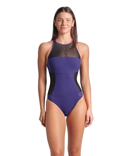 ARENA Damen Feel Women's Mesh Panel Swim Pro Back Swimsuit Badeanzug, Lila Dunkle Pflaume, 70 von ARENA