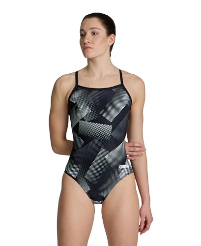 ARENA Damen Halftone Lightdrop Back Einteiler Badeanzug Langlebig Chlorfest Wettbewerbsfähig Training Bademode, Schwarz, Teamschwarz, 42 von ARENA