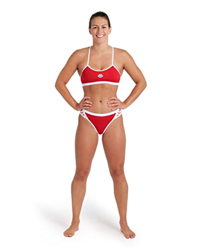 ARENA Damen Icons Bikini Cross Back Solid Zweiteiliger Badeanzug, Rot-weiß, 164 von ARENA