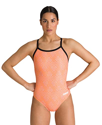 ARENA Damen Kikko Light Drop Back One Piece, Schwarz-Multi-Orange, 36 von ARENA