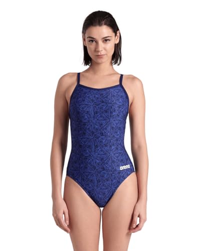 ARENA Damen Performance Women's Abstract Tiles Light Drop Back Swimsuit Badeanzug, Marineblau/Team Royal, 42 von ARENA