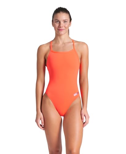 ARENA Damen Performance Women's Solid Team Challenge Swimsuit Badeanzug, Helle Koralle/Pflaume, 36 von ARENA