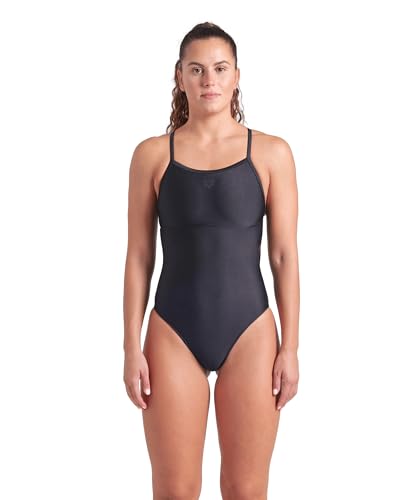 ARENA Damen Women's Feel Solid Light Drop Back Swimsuit Ladies Athletic Swimwear Badeanzug, schwarz/schwarz, 56 von ARENA