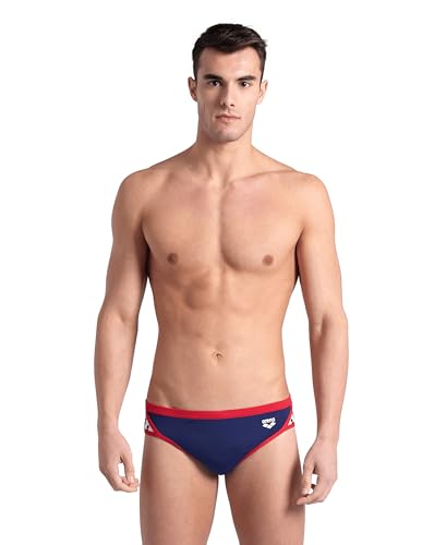 ARENA Herren Men's Icons Solid Swim Briefs Professional Training Swimsuit Sports Trunk Schwimm-Slips, Marineblau/rot, 26 von ARENA