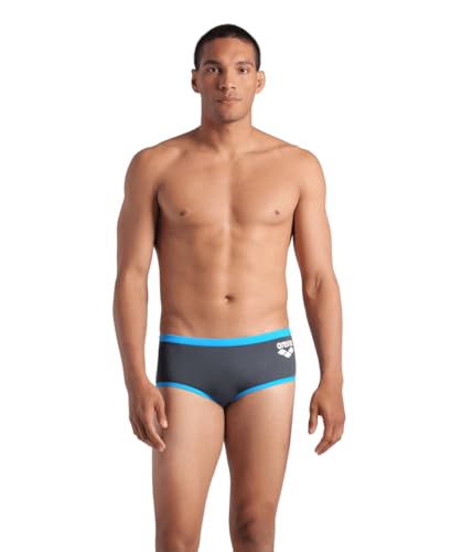 ARENA Herren One Men's Big Logo Low-Waist Swim Short Pool Practice Athletic Swimsuit Schwimm-Slips, Asphaltgrau/Türkis, 38 von ARENA
