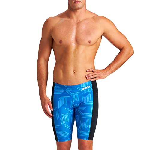 ARENA Puzzled Athletic Swim Jammers for Men Competitive Racing, Training, Quick Dry, Compression, Chlor-Resistant Swimsuit, Schwarz-königlich Multi, 32 von ARENA